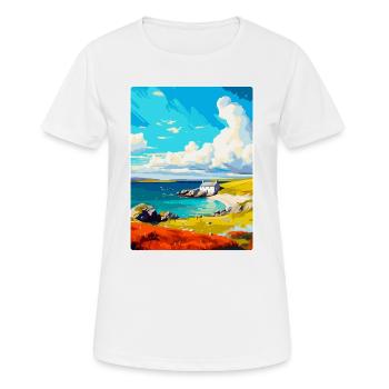 Shetland Écosse Royaume-Uni Affiche de voyage vintage WPA Art - T-shirt respirant Femme - blanc - Devant - AI Model Female 172 dark (172cm)