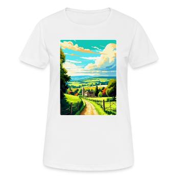 Cotswolds Angleterre Royaume-Uni Affiche de voyage vintage WPA Art - T-shirt respirant Femme - blanc - Devant - AI Model Female 172 dark (172cm)
