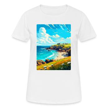 Cornwall England Uk Vintage Travel Poster Souvenir - Women's Breathable T-Shirt - white - Front - AI Model Female 172 dark (172cm)