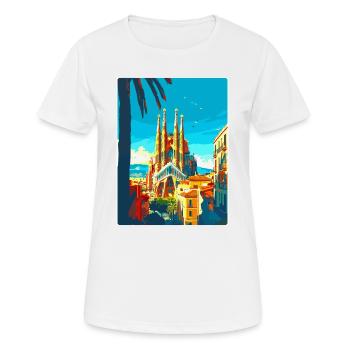Barcelone Espagne Affiche de voyage vintage Souvenir WPA - T-shirt respirant Femme - blanc - Devant - AI Model Female 172 dark (172cm)
