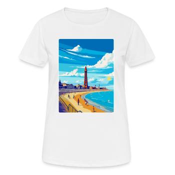 Blackpool Uk Vintage Reiseposter WPA Souvenir - Frauen T-Shirt atmungsaktiv - Weiß - Vorne - AI Model Female 172 dark (172cm)