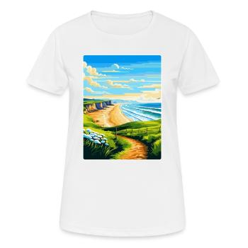 Rhossili Bay Swansea Travel Poster Souvenir WPA - Women's Breathable T-Shirt - white - Front - AI Model Female 172 dark (172cm)