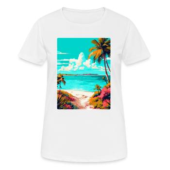 Turks Caicos Islands Caribbean Travel Poster WPA - Women's Breathable T-Shirt - white - Front - AI Model Female 172 dark (172cm)