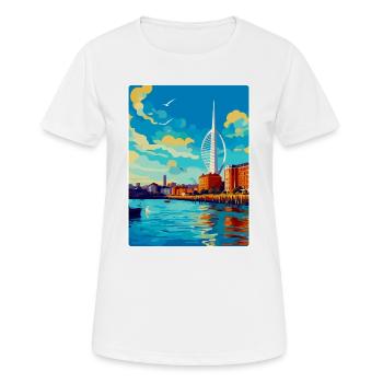 Portsmouth Uk Vintage Travel Poster Souvenir WPA - Women's Breathable T-Shirt - white - Front - AI Model Female 172 dark (172cm)
