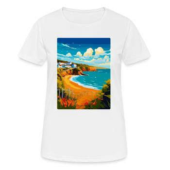 Devon West Country Vintage Reiseposter Souvenir - Frauen T-Shirt atmungsaktiv - Weiß - Vorne - AI Model Female 172 dark (172cm)