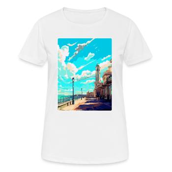 Brighton England Uk Vintage Reise Poster Souvenir - Frauen T-Shirt atmungsaktiv - Weiß - Vorne - AI Model Female 172 dark (172cm)