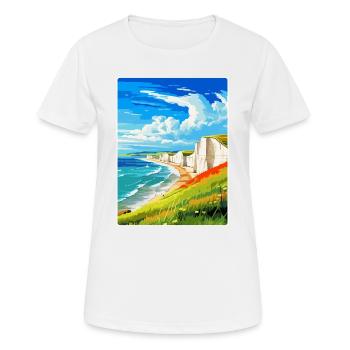 Seven Sisters Sussex Travel Poster Souvenir WPA - Women's Breathable T-Shirt - white - Front - AI Model Female 172 dark (172cm)