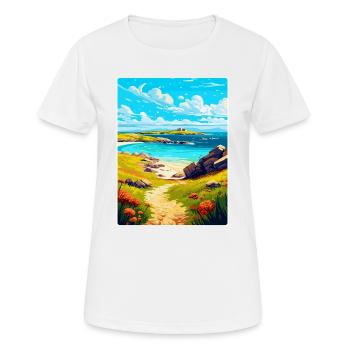 Scilly-Inseln Uk Vintage Reiseposter Souvenir - Frauen T-Shirt atmungsaktiv - Weiß - Vorne - AI Model Female 172 dark (172cm)