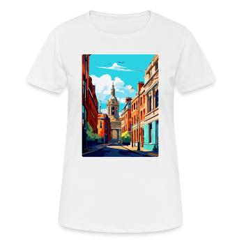 Leeds England Uk Vintage Travel Poster Souvenir - Women's Breathable T-Shirt - white - Front - AI Model Female 172 dark (172cm)