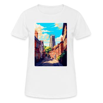 Ludlow England Uk Vintage Reiseposter Souvenir - Frauen T-Shirt atmungsaktiv - Weiß - Vorne - AI Model Female 172 dark (172cm)