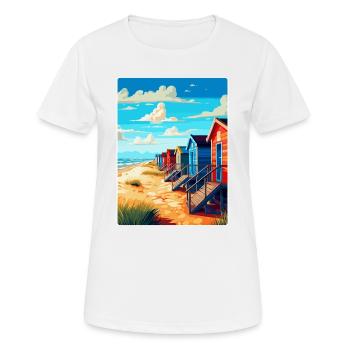 Wells à côté de la mer Angleterre Royaume-Uni Affiche de voyage WPA - T-shirt respirant Femme - blanc - Devant - AI Model Female 172 dark (172cm)