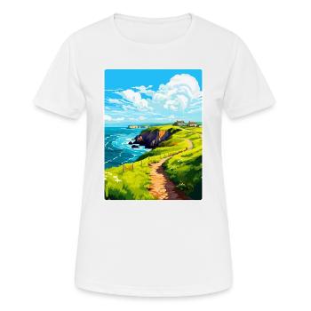 St Davids Head Pays de Galles Royaume-Uni Affiche de voyage Souvenir WPA - T-shirt respirant Femme - blanc - Devant - AI Model Female 172 dark (172cm)