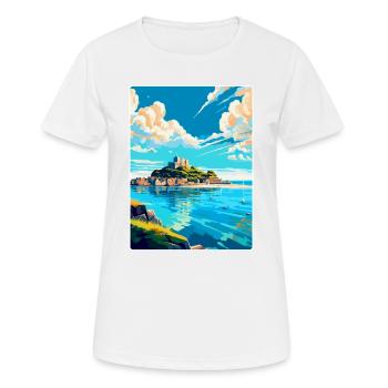 Penzance England Uk Vintage Reise Poster Souvenir - Frauen T-Shirt atmungsaktiv - Weiß - Vorne - AI Model Female 172 dark (172cm)