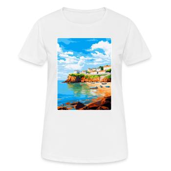 Portscatho Cornwall England Uk Travel Poster WPA - Women's Breathable T-Shirt - white - Front - AI Model Female 172 dark (172cm)