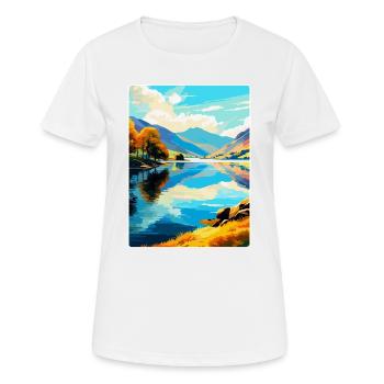 Ullswater Lake District Travel Poster Souvenir WPA - Women's Breathable T-Shirt - white - Front - AI Model Female 172 dark (172cm)