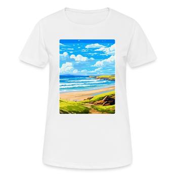 Constantine Bay Cornwall England Vereinigtes Königreich Reiseposter - Frauen T-Shirt atmungsaktiv - Weiß - Vorne - AI Model Female 172 dark (172cm)