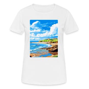 Bude Cornwall England Uk Travel Poster Souvenir - Women's Breathable T-Shirt - white - Front - AI Model Female 172 dark (172cm)