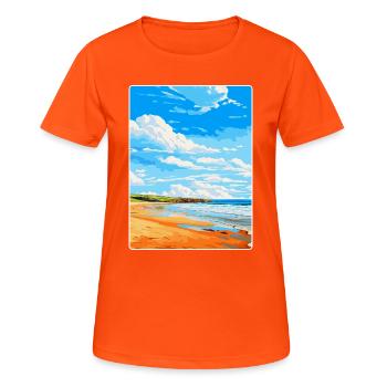 Constantine Bay, Cornwall, England, Vereinigtes Königreich, Reiseposter - Frauen T-Shirt atmungsaktiv - Neonorange - Vorne - AI Model Female 172 dark (172cm)