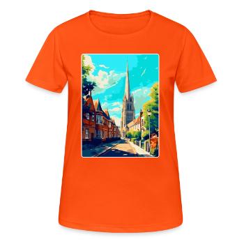 Salisbury England Uk Reiseposter Souvenir WPA - Frauen T-Shirt atmungsaktiv - Neonorange - Vorne - AI Model Female 172 dark (172cm)