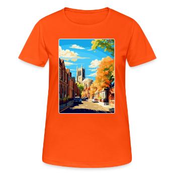 Richmond England Uk Vintage Reise Poster Souvenir - Frauen T-Shirt atmungsaktiv - Neonorange - Vorne - AI Model Female 172 dark (172cm)