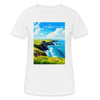 Péninsule de lézard, Cornouailles, Angleterre, Royaume-Uni, Affiche de voyage - T-shirt respirant Femme - blanc - Devant - AI Model Female 172 dark (172cm)