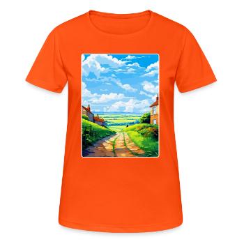 Rye England Uk Vintage Reise Poster Souvenir WPA - Frauen T-Shirt atmungsaktiv - Neonorange - Vorne - AI Model Female 172 dark (172cm)