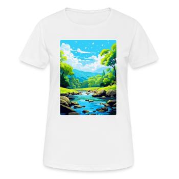 Golitha Falls, England, Vereinigtes Königreich, Reiseposter, Souvenir - Frauen T-Shirt atmungsaktiv - Weiß - Vorne - AI Model Female 172 dark (172cm)