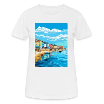 Weymouth England Uk Vintage Reiseposter Souvenir - Frauen T-Shirt atmungsaktiv - Weiß - Vorne - AI Model Female 172 dark (172cm)