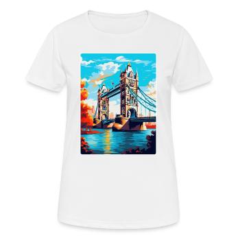 Tower Bridge Angleterre Royaume-Uni Affiche de voyage Souvenir WPA - T-shirt respirant Femme - blanc - Devant - AI Model Female 172 dark (172cm)