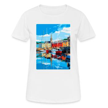 Padstow Cornwall England Uk Travel Poster Souvenir - Women's Breathable T-Shirt - white - Front - AI Model Female 172 dark (172cm)