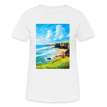 Bude Cornwall England Uk Travel Poster Souvenir - Women's Breathable T-Shirt - white - Front - AI Model Female 172 dark (172cm)