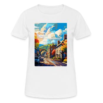 Skipton England Uk Vintage Reiseposter Souvenir - Frauen T-Shirt atmungsaktiv - Weiß - Vorne - AI Model Female 172 dark (172cm)
