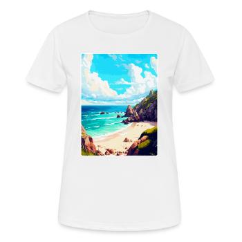 Porthcurno England Uk Travel Poster Souvenir WPA - Women's Breathable T-Shirt - white - Front - AI Model Female 172 dark (172cm)