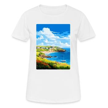 Coverack Cornwall England Uk Travel Poster WPA - Women's Breathable T-Shirt - white - Front - AI Model Female 172 dark (172cm)