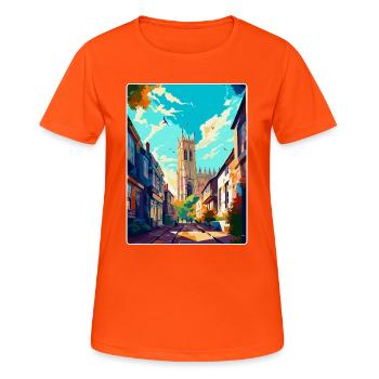 Canterbury England Uk Reiseposter Souvenir WPA - Frauen T-Shirt atmungsaktiv - Neonorange - Vorne - AI Model Female 172 dark (172cm)