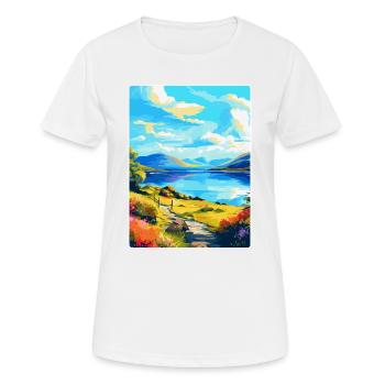 Affiche de voyage souvenir du parc national du Loch Lomond - T-shirt respirant Femme - blanc - Devant - AI Model Female 172 dark (172cm)