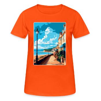 Teignmouth England Uk Reiseposter Souvenir WPA - Frauen T-Shirt atmungsaktiv - Neonorange - Vorne - AI Model Female 172 dark (172cm)