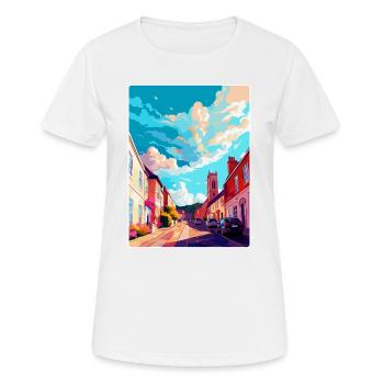 Honiton England Uk Vintage Reiseposter Souvenir - Frauen T-Shirt atmungsaktiv - Weiß - Vorne - AI Model Female 172 dark (172cm)