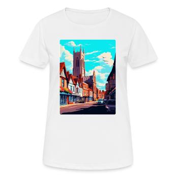 Hereford, England, Vereinigtes Königreich, Vintage, Reiseposter, Souvenir - Frauen T-Shirt atmungsaktiv - Weiß - Vorne - AI Model Female 172 dark (172cm)