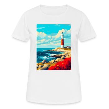 Portland Bill England Uk Reiseplakat Souvenir - Frauen T-Shirt atmungsaktiv - Weiß - Vorne - AI Model Female 172 dark (172cm)