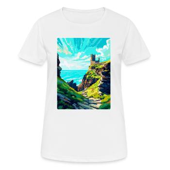 Château de Tintagel Angleterre Royaume-Uni Affiche de voyage souvenir - T-shirt respirant Femme - blanc - Devant - AI Model Female 172 dark (172cm)