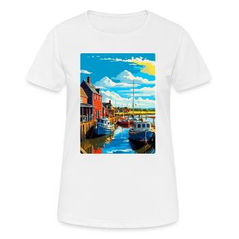 Whitstable Harbour, England, Vereinigtes Königreich, Reiseposter, WPA - Frauen T-Shirt atmungsaktiv - Weiß - Vorne - AI Model Female 172 dark (172cm)
