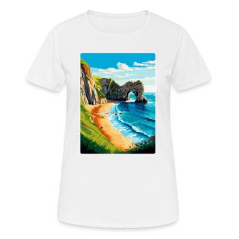 Durdle Door England Uk Reise Poster Souvenir WPA - Frauen T-Shirt atmungsaktiv - Weiß - Vorne - AI Model Female 172 dark (172cm)