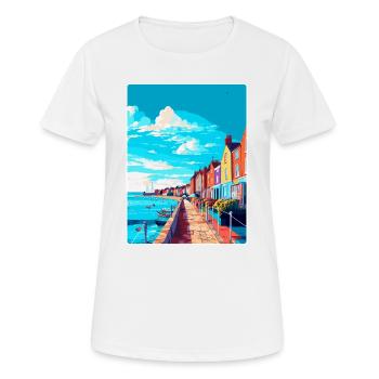 Weymouth England Uk Vintage Reiseposter Souvenir - Frauen T-Shirt atmungsaktiv - Weiß - Vorne - AI Model Female 172 dark (172cm)