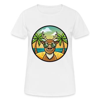 Hirsch Lustige Cartoon Sommer Strand Sonnenbrille Aufkleber - Frauen T-Shirt atmungsaktiv - Weiß - Vorne - AI Model Female 172 dark (172cm)