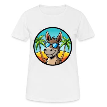 Donkey Funny Cartoon Summer Beach Sunglasses Cool - Women's Breathable T-Shirt - white - Front - AI Model Female 172 dark (172cm)