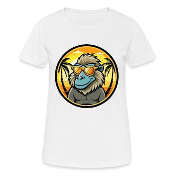 Pavian Lustige Cartoon Sommer Strand Sonnenbrille Cool - Frauen T-Shirt atmungsaktiv - Weiß - Vorne - AI Model Female 172 dark (172cm)