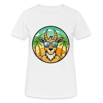 Lunettes de soleil de plage d’été de dessin animé drôle d’antilope - T-shirt respirant Femme - blanc - Devant - AI Model Female 172 dark (172cm)