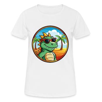 Drache Lustige Cartoon Sommer Strand Sonnenbrille Cool - Frauen T-Shirt atmungsaktiv - Weiß - Vorne - AI Model Female 172 dark (172cm)