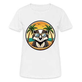 Dachs Lustige Cartoon Sommer Strand Sonnenbrille Cool - Frauen T-Shirt atmungsaktiv - Weiß - Vorne - AI Model Female 172 dark (172cm)
